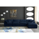  Manufacturer Color_Navy -- Cozy 158" Navy Velvet Upholstered Overstuffed Fiber Filled Comfort 5 pc Modular Sectional IMAGE 5