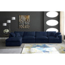  Manufacturer Color_Navy -- Cozy 158" Navy Velvet Upholstered Overstuffed Fiber Filled Comfort 5 pc Modular Sectional IMAGE 6