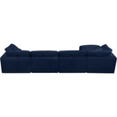 Manufacturer Color_Navy -- Cozy 158" Navy Velvet Upholstered Overstuffed Fiber Filled Comfort 5 pc Modular Sectional IMAGE 7