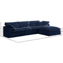  Manufacturer Color_Navy -- Cozy 119" Navy Velvet Upholstered Overstuffed Fiber Filled Comfort 4 pc Modular Sectional IMAGE 11