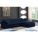  Manufacturer Color_Navy -- Cozy 119" Navy Velvet Upholstered Overstuffed Fiber Filled Comfort 4 pc Modular Sectional IMAGE 2