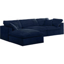  Manufacturer Color_Navy -- Cozy 119" Navy Velvet Upholstered Overstuffed Fiber Filled Comfort 4 pc Modular Sectional IMAGE 3