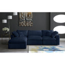  Manufacturer Color_Navy -- Cozy 119" Navy Velvet Upholstered Overstuffed Fiber Filled Comfort 4 pc Modular Sectional IMAGE 5