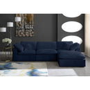  Manufacturer Color_Navy -- Cozy 119" Navy Velvet Upholstered Overstuffed Fiber Filled Comfort 4 pc Modular Sectional IMAGE 6