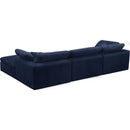  Manufacturer Color_Navy -- Cozy 119" Navy Velvet Upholstered Overstuffed Fiber Filled Comfort 4 pc Modular Sectional IMAGE 7