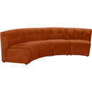  Manufacturer Color_Cognac -- Limitless 119.5" Cognac Velvet Upholstered 4 pc Modular Sectional IMAGE 3