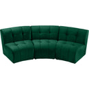 Manufacturer Color_Green -- Limitless 94" Green Velvet Upholstered 3 pc Modular Sectional IMAGE 5