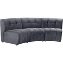  Manufacturer Color_Grey -- Limitless 94" Grey Velvet Upholstered 3 pc Modular Sectional IMAGE 3