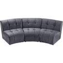  Manufacturer Color_Grey -- Limitless 94" Grey Velvet Upholstered 3 pc Modular Sectional IMAGE 5