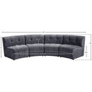 Meridian Limitless Grey Velvet 4 pc Modular Sectional IMAGE 14