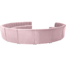  Manufacturer Color_Pink -- Limitless 177.5" Pink Velvet Upholstered 13 pc Modular Sectional IMAGE 4