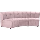  Manufacturer Color_Pink -- Limitless 94" Pink Velvet Upholstered 3 pc Modular Sectional IMAGE 3