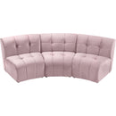  Manufacturer Color_Pink -- Limitless 94" Pink Velvet Upholstered 3 pc Modular Sectional IMAGE 5