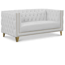  Meridian Michelle 66" White Vegan Leather Upholstered Loveseat IMAGE 1