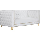 Meridian Michelle Stationary Leather Loveseat 651White-L IMAGE 1