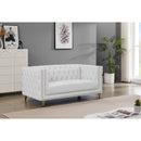  Meridian Michelle 66" White Vegan Leather Upholstered Loveseat IMAGE 2