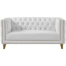  Meridian Michelle 66" White Vegan Leather Upholstered Loveseat IMAGE 4