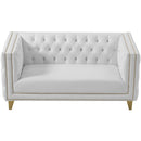  Meridian Michelle 66" White Vegan Leather Upholstered Loveseat IMAGE 5