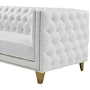  Meridian Michelle 66" White Vegan Leather Upholstered Loveseat IMAGE 7