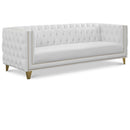  Meridian Michelle 90" White Vegan Leather Upholstered Sofa IMAGE 1