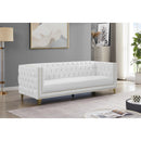  Meridian Michelle 90" White Vegan Leather Upholstered Sofa IMAGE 2