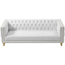  Meridian Michelle 90" White Vegan Leather Upholstered Sofa IMAGE 5
