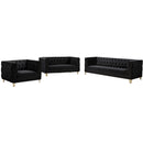 Meridian Michelle Black Velvet Loveseat IMAGE 9