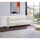  Manufacturer Color_Cream -- Michelle 90" Cream Velvet Upholstered Sofa IMAGE 2