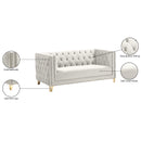  Manufacturer Color_Cream -- Michelle 66" Cream Velvet Upholstered Loveseat IMAGE 10