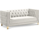  Manufacturer Color_Cream -- Michelle 66" Cream Velvet Upholstered Loveseat IMAGE 1