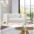  Manufacturer Color_Cream -- Michelle 66" Cream Velvet Upholstered Loveseat IMAGE 2