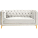  Manufacturer Color_Cream -- Michelle 66" Cream Velvet Upholstered Loveseat IMAGE 3