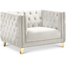  Manufacturer Color_Cream -- Michelle Cream Velvet Upholstered Chair IMAGE 1