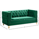  Manufacturer Color_Green -- Michelle 66" Green Velvet Upholstered Loveseat IMAGE 10