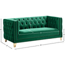 Meridian Michelle Green Velvet Loveseat IMAGE 10