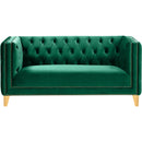  Manufacturer Color_Green -- Michelle 66" Green Velvet Upholstered Loveseat IMAGE 3