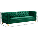  Manufacturer Color_Green -- Michelle 90" Green Velvet Upholstered Sofa IMAGE 10