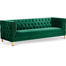  Manufacturer Color_Green -- Michelle 90" Green Velvet Upholstered Sofa IMAGE 1