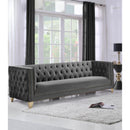  Manufacturer Color_Grey -- Michelle 90" Grey Velvet Upholstered Sofa IMAGE 2