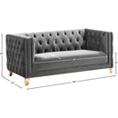  Manufacturer Color_Grey -- Michelle 66" Grey Velvet Upholstered Loveseat IMAGE 10