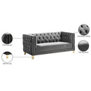 Meridian Michelle Grey Velvet Loveseat IMAGE 11