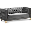  Manufacturer Color_Grey -- Michelle 66" Grey Velvet Upholstered Loveseat IMAGE 1