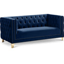  Manufacturer Color_Navy -- Michelle 66" Navy Velvet Upholstered Loveseat IMAGE 1