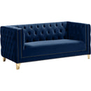 Meridian Michelle Stationary Fabric Loveseat 652Navy-L IMAGE 1