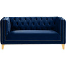  Manufacturer Color_Navy -- Michelle 66" Navy Velvet Upholstered Loveseat IMAGE 3