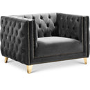  Manufacturer Color_Grey -- Michelle Grey Velvet Upholstered Chair IMAGE 1