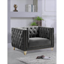  Manufacturer Color_Grey -- Michelle Grey Velvet Upholstered Chair IMAGE 2