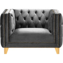  Manufacturer Color_Grey -- Michelle Grey Velvet Upholstered Chair IMAGE 3