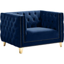 Meridian Michelle Stationary Fabric Chair 652Navy-C IMAGE 1