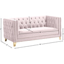 Meridian Michelle Pink Velvet Loveseat IMAGE 10